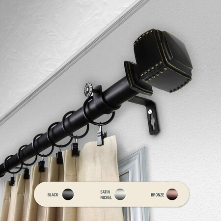 KD ENCIMERA 1 in. Studded Curtain Rod with 160 to 240 in. Extension, Black KD3717551